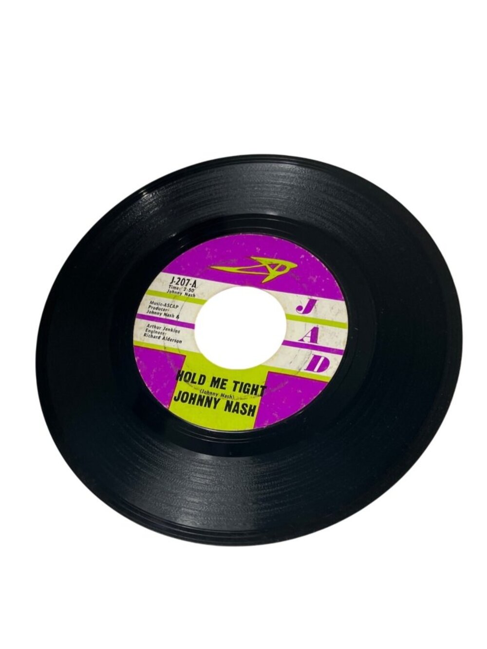 Johnny Nash 45 RPM Vinyl Record - Cupid / Hold Me Tight - JAD Label Vintage R23